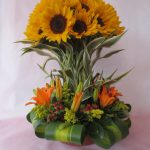 Tronco de girasoles en base de cerámica